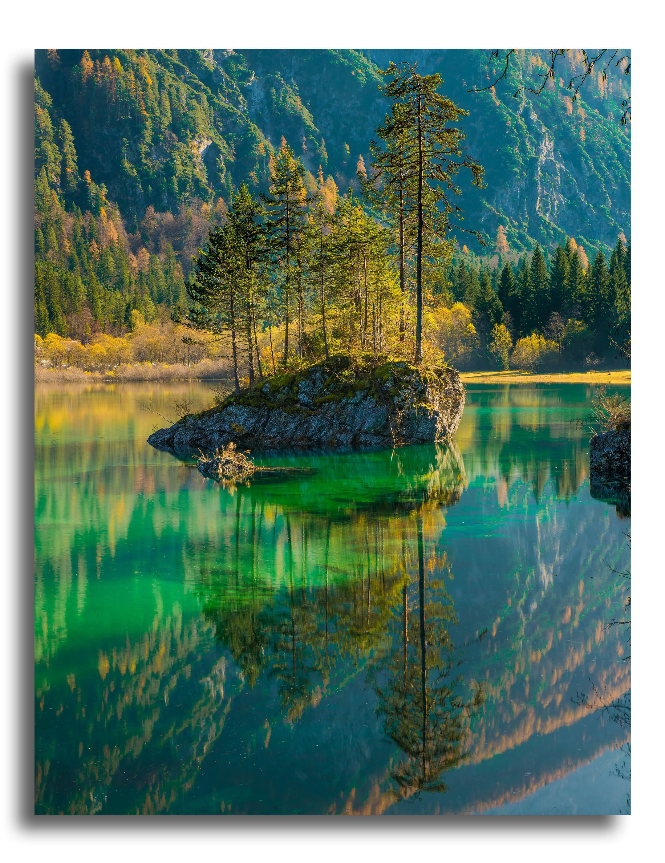 Tableau Lac Reflet vert, Tableau Nature